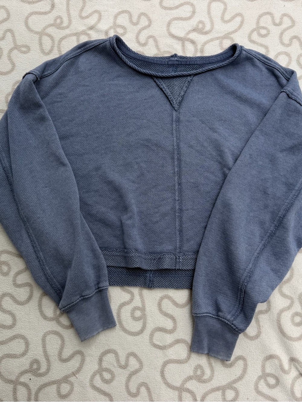 aerie Vintage-Style Crewneck Sweater in Slate Blue